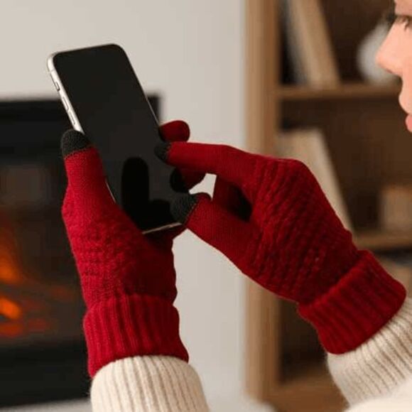 2/$21 Ladies Burgundy Red Winter Gloves - Picture 4 of 7